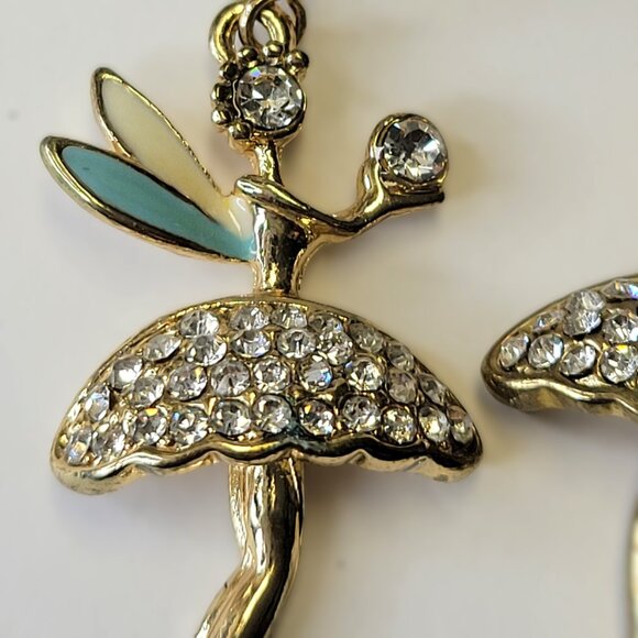 Crystal Angel Earrings Small Mini Light Earrings Angel with Wings Earrings - Picture 4 of 6